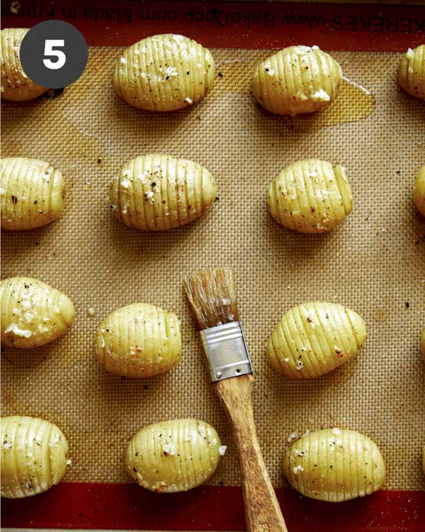 Hasselback potatoes right out of the oven.