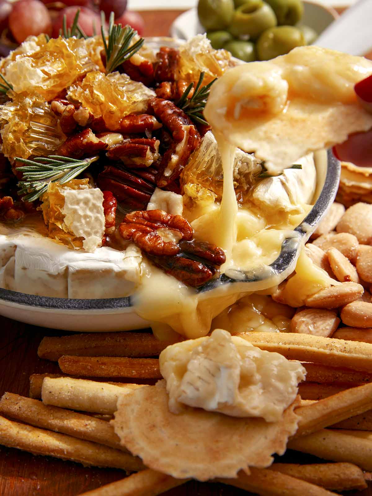 Baked brie with a cracker.