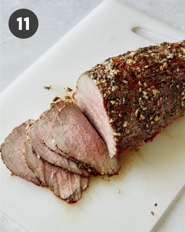 Roast beef thinly sliced.