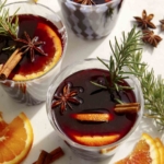 Mulled wine in three glasses.