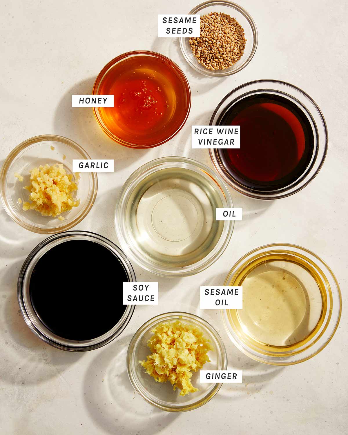 Ingredients for sesame ginger dressing ingredients. 