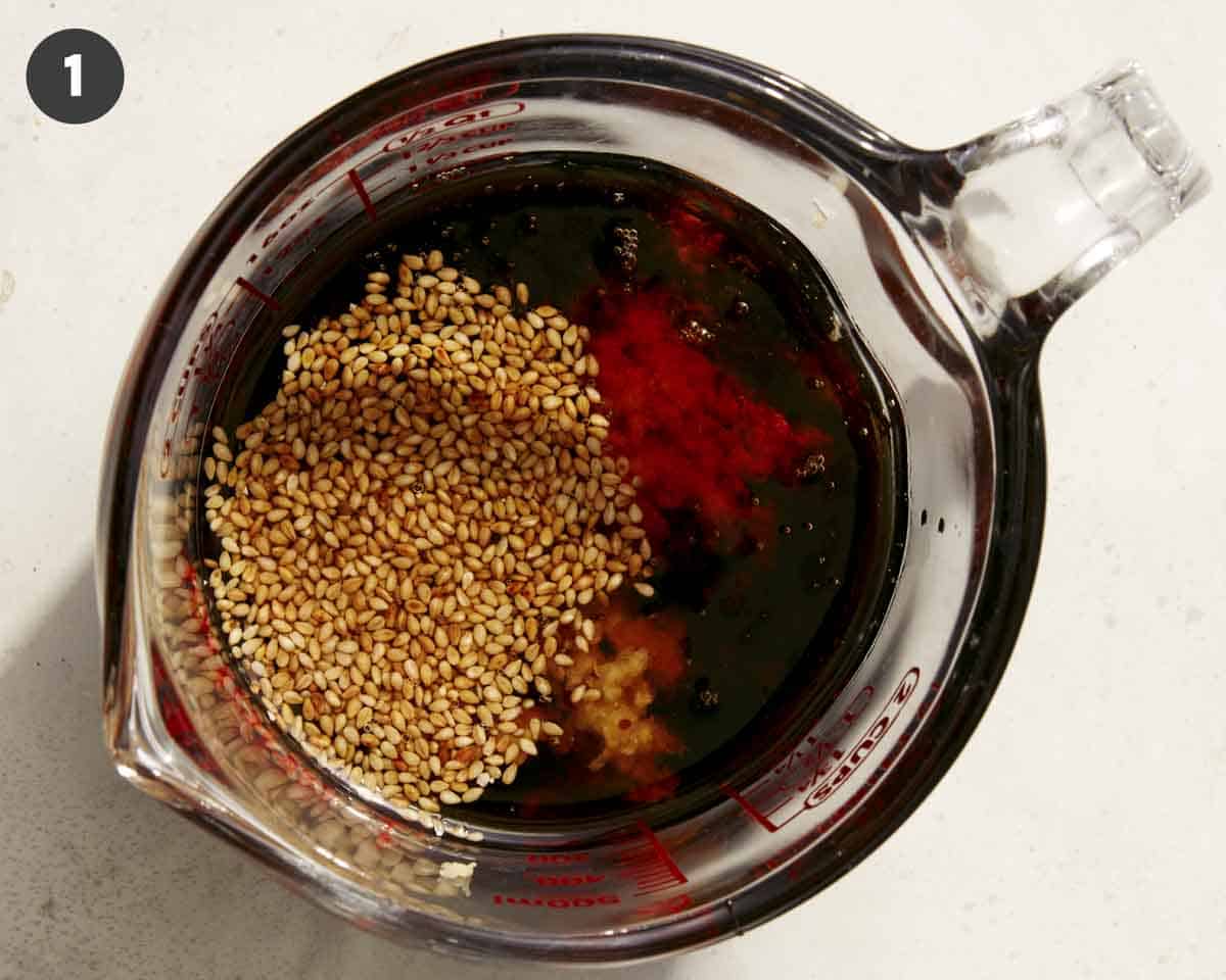 Sesame ginger dressing in a bowl.
