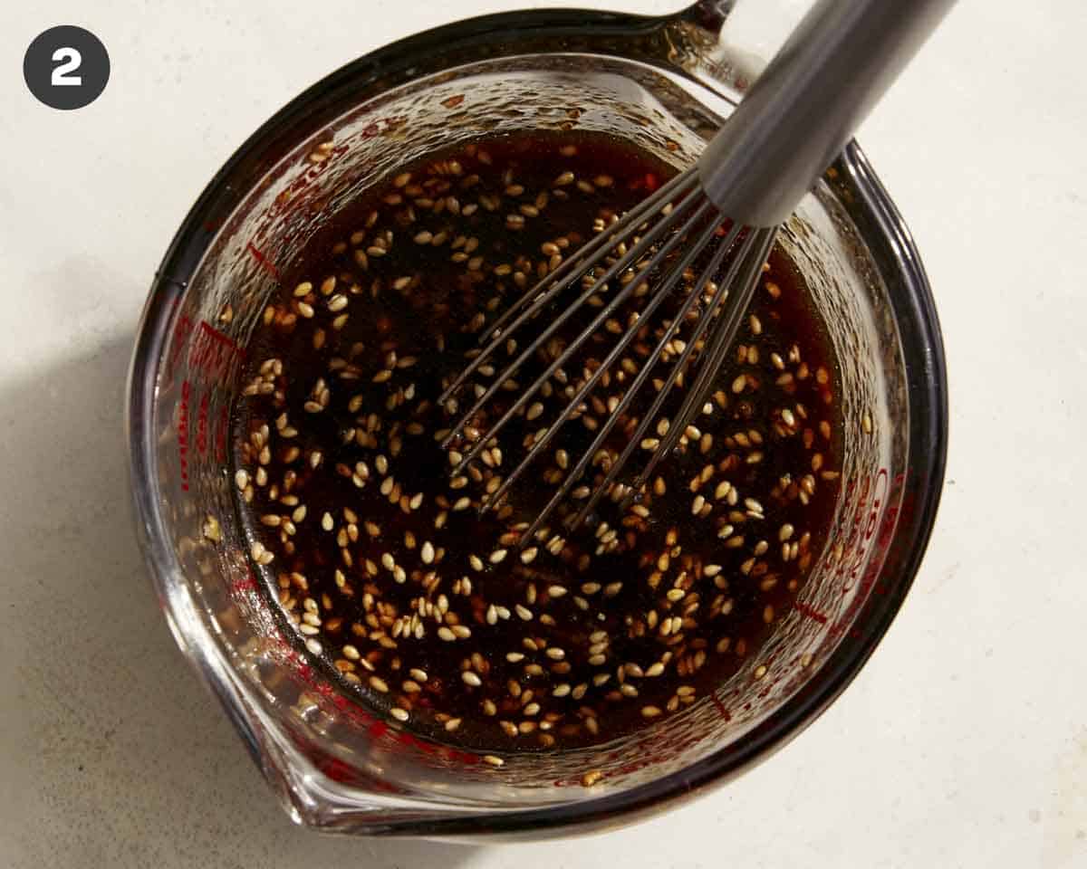 Sesame ginger dressing whisked together.