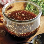 Sesame ginger dressing in a jar.