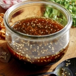 Sesame ginger dressing in a jar.