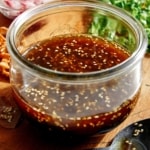 Sesame ginger dressing in a jar.