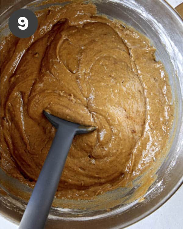 Eggs, cream, and sugar in a bowl for sticky toffee pudding.