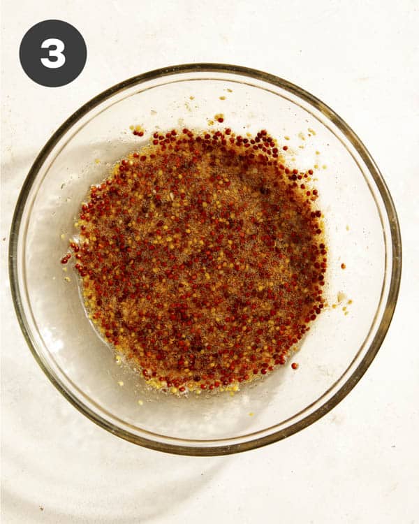 Air fryer salmon marinade ingredients in a bowl whisked together.