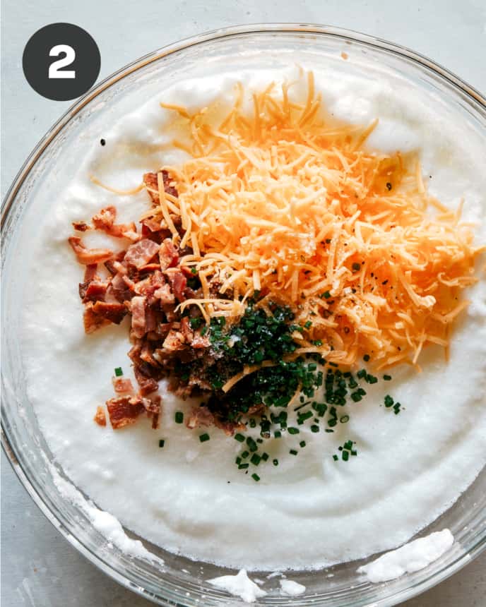 Egg whites with mix ins in a bowl.