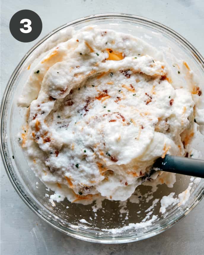 Egg whites for egg clouds in a bowl.