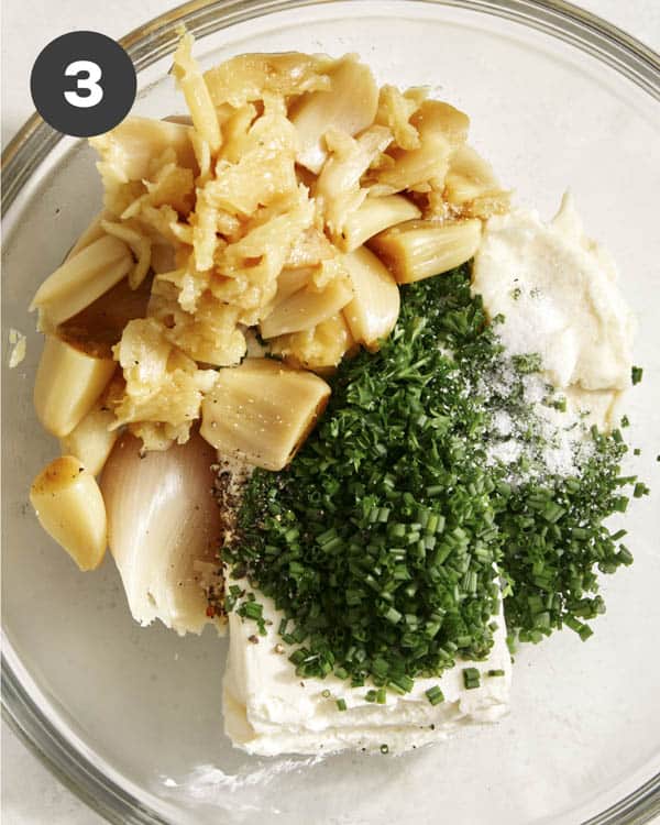 Garlic bread dip ingredients in a bowl.