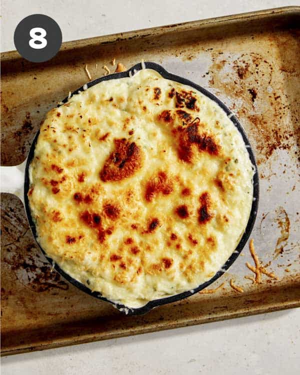 Garlic bread dip fresh out of the oven.