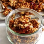 Homemade granola recipe in a jar.