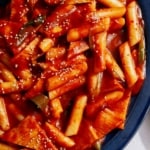 Tteokbokki recipe on a platter.