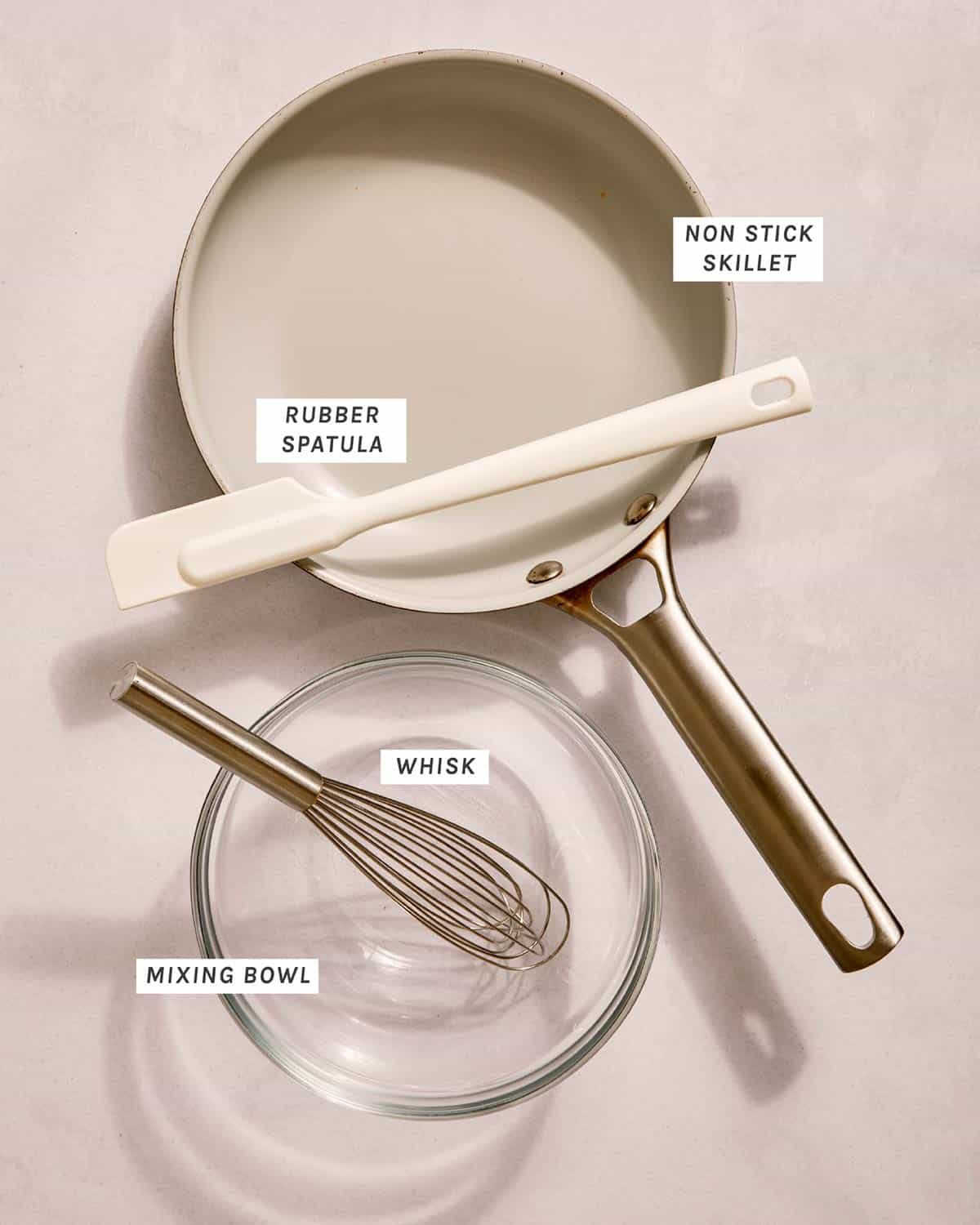 Equipment used to make scrambled eggs.