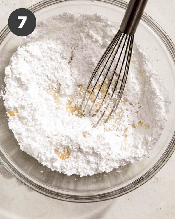 Glaze ingredients in a bowl about to be whisked together.