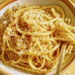 Garlic Lemon Pasta in a bowl with a fork.