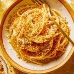 Garlic Lemon Pasta in a bowl with a fork.