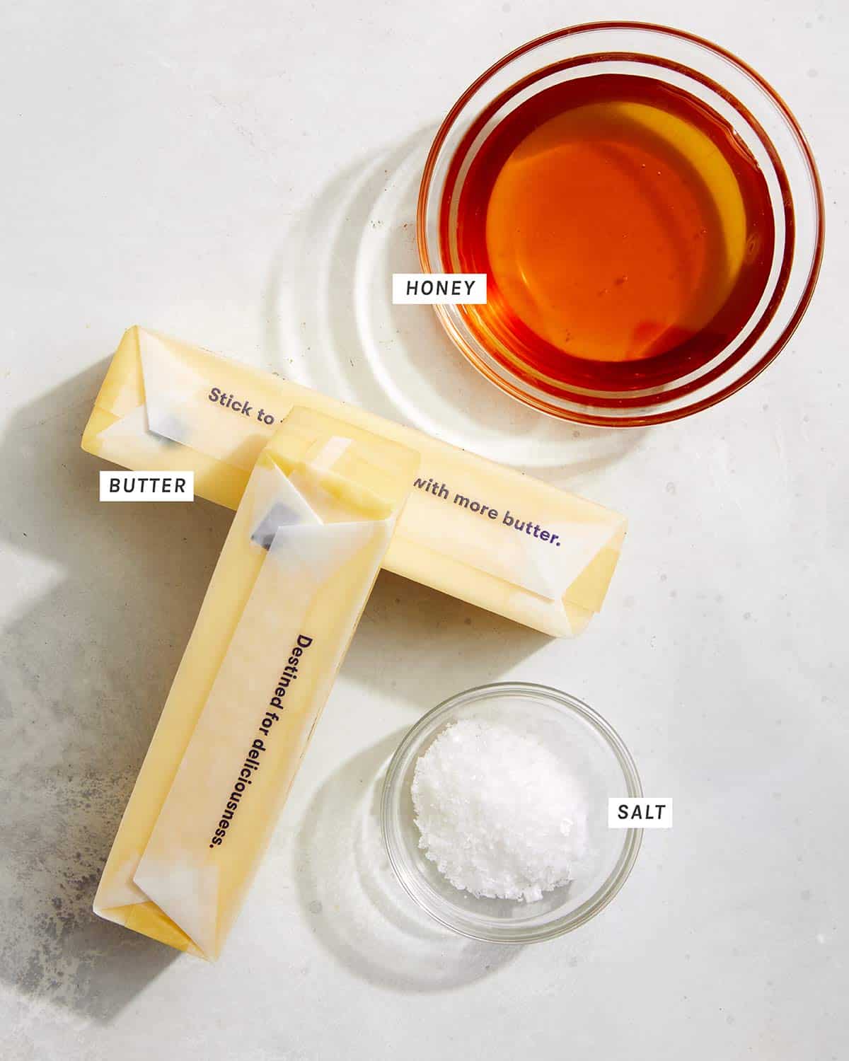 Ingredients to make honey butter.