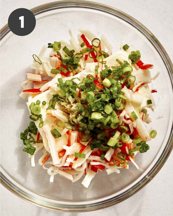 Air fryer crab rangoon ingredients in a bowl.