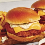 Filet o fish recipe sandwich on a board.