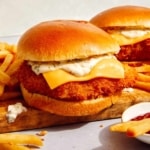 Filet O Fish on a cutting board up close.