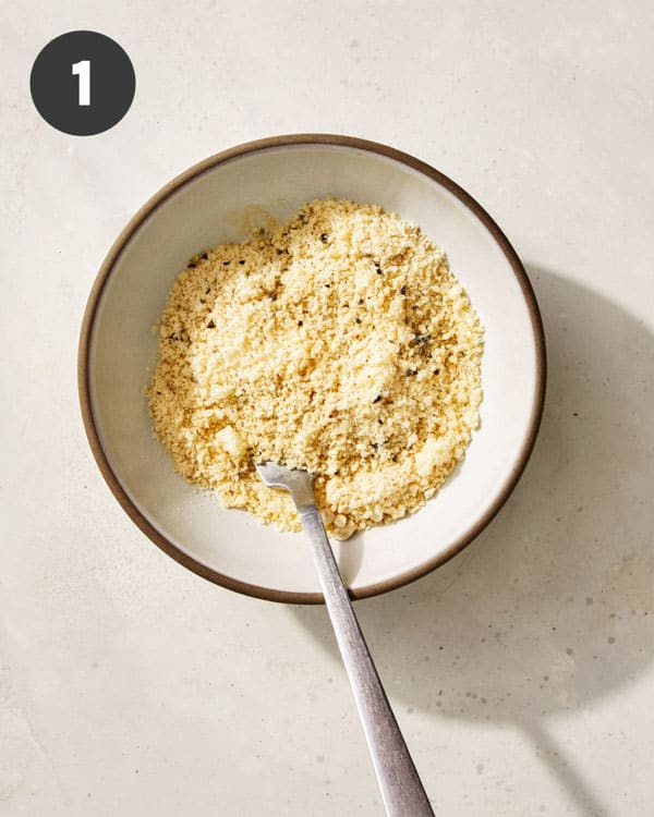 Parmesan mixture to make parmesan crusted crostini.