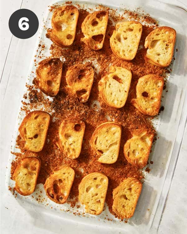 Parmesan crostini recipe out of the oven.