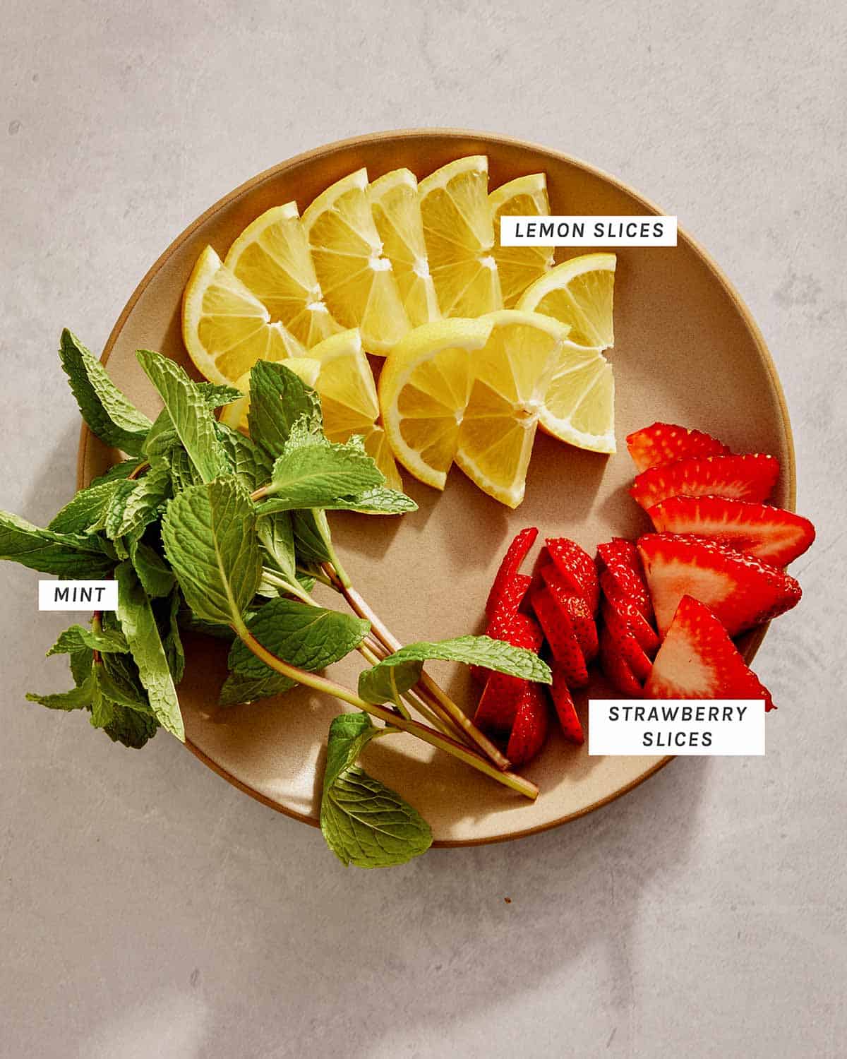 Strawberry Lemonade garnish ingredients. 