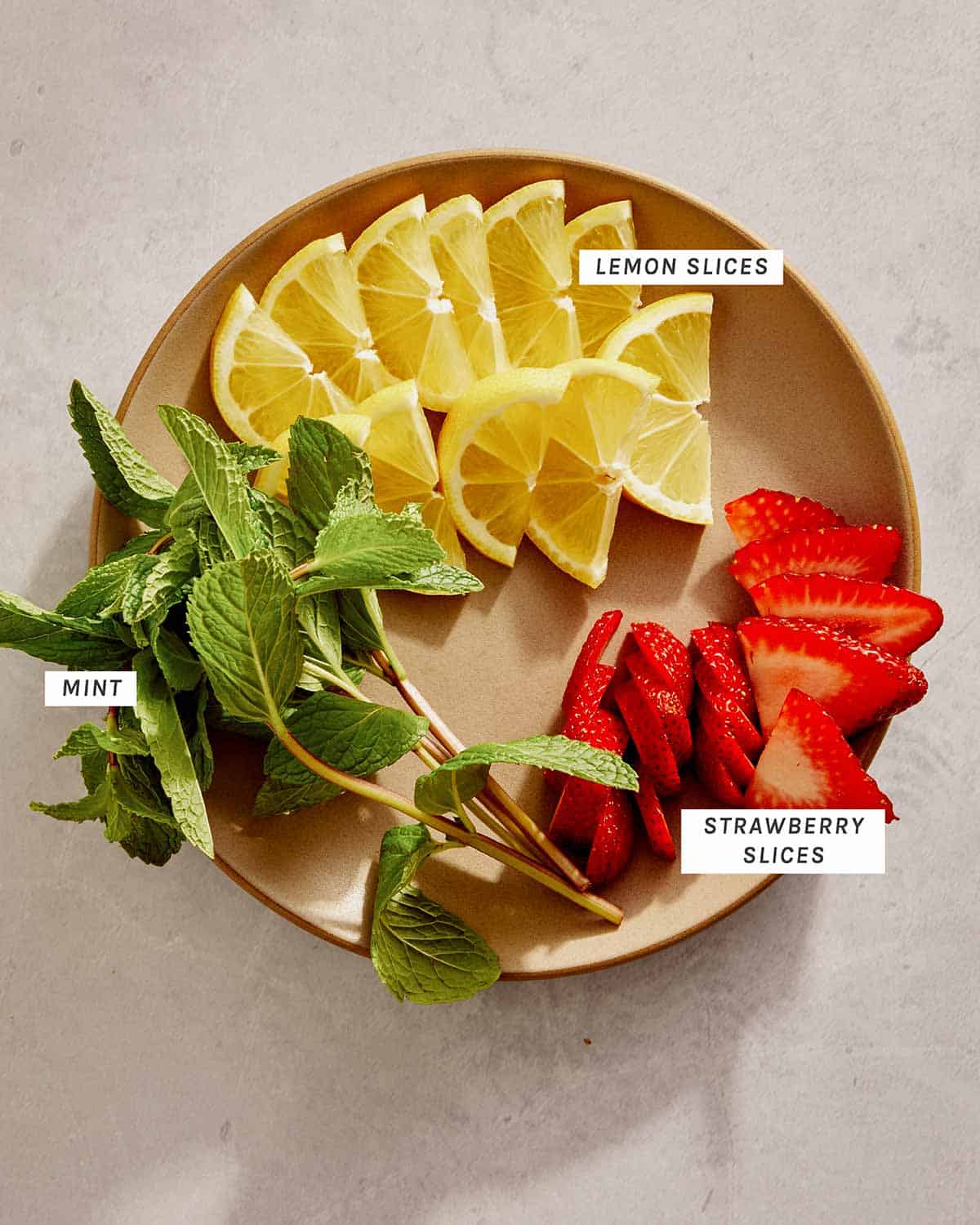 Strawberry Lemonade garnish ingredients.