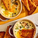 Baked eggs with toast.