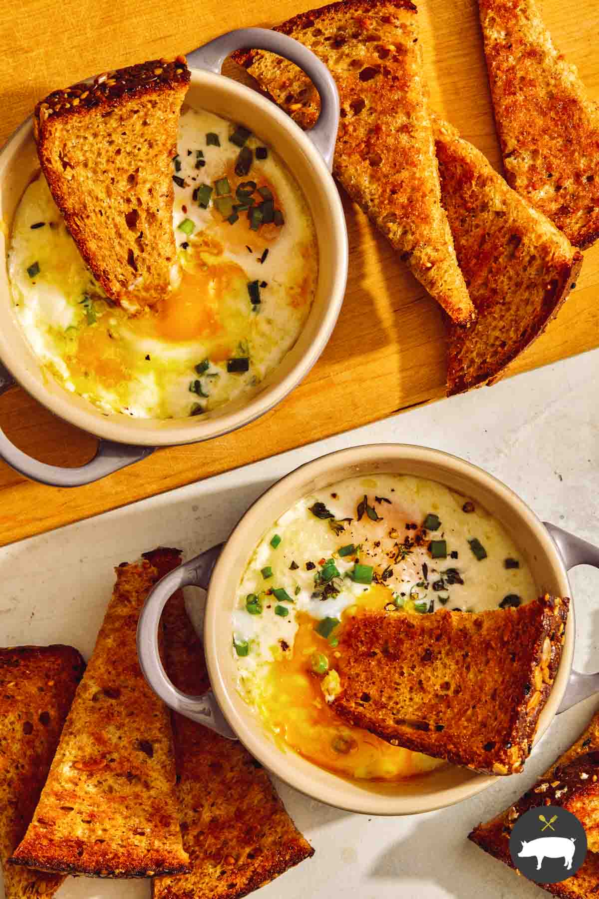 Baked Eggs (Eggs En Cocotte) Spoon Fork Bacon