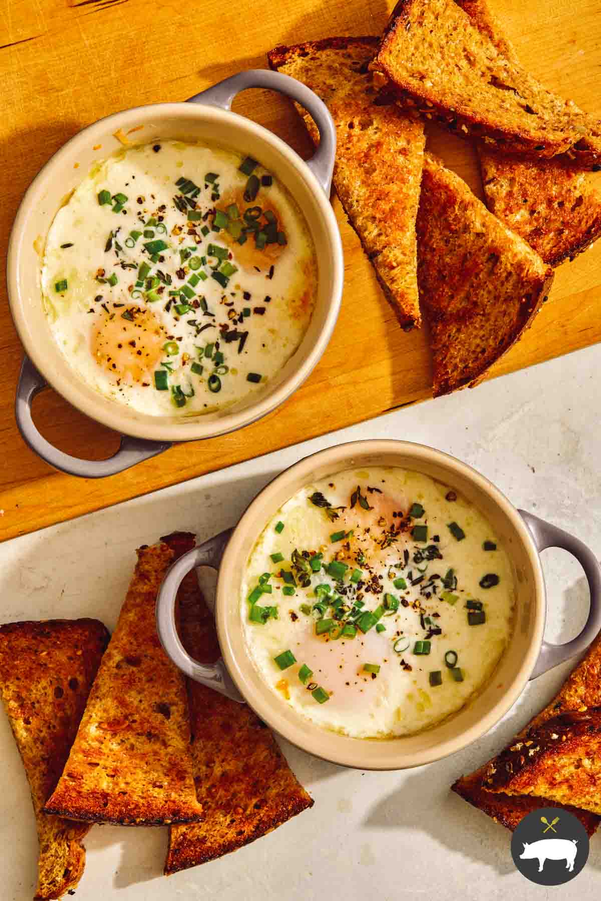 Baked Eggs (Eggs En Cocotte) Spoon Fork Bacon