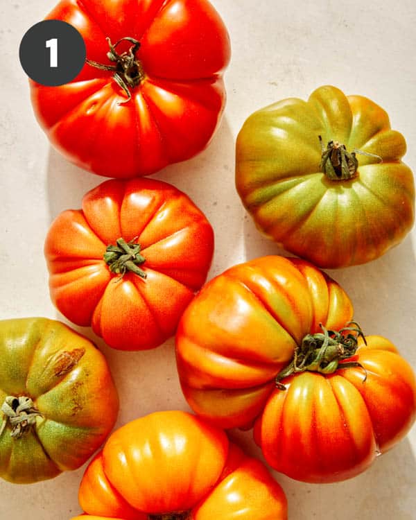 Fresh heirloom tomatoes. 