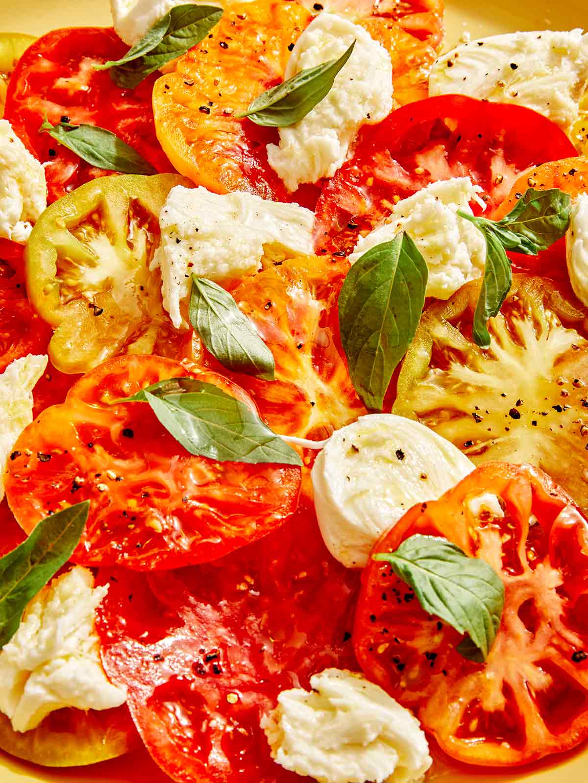 Caprese salad recipe close up.