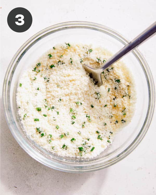 Parmesan mixture in a bowl to make chicken wing recipe. 