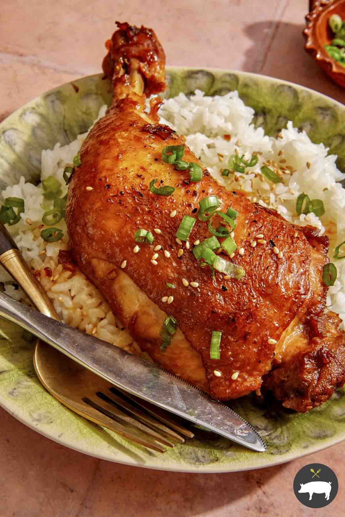 Garlic and Ginger Braised Chicken Spoon Fork Bacon