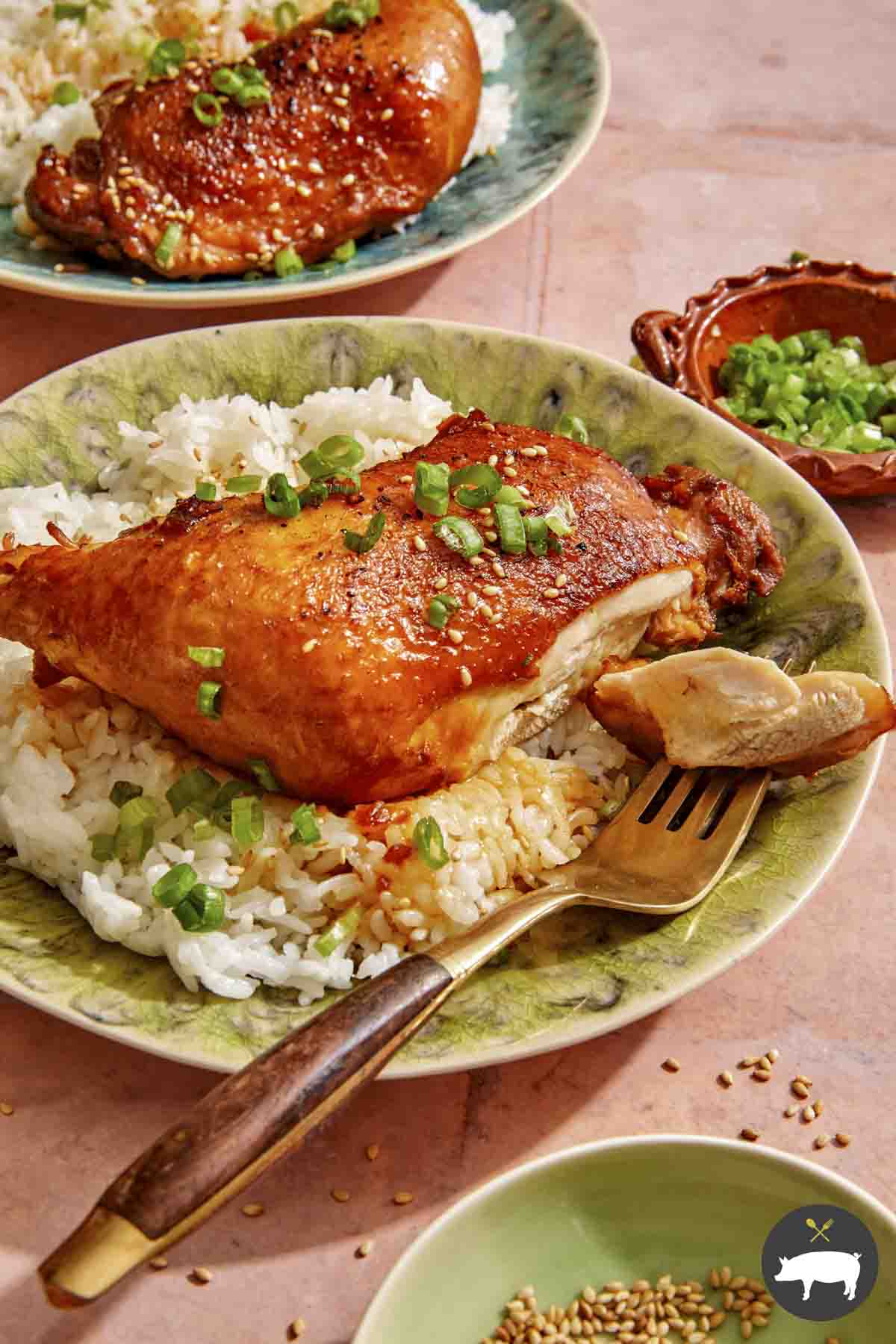 Garlic and Ginger Braised Chicken Spoon Fork Bacon