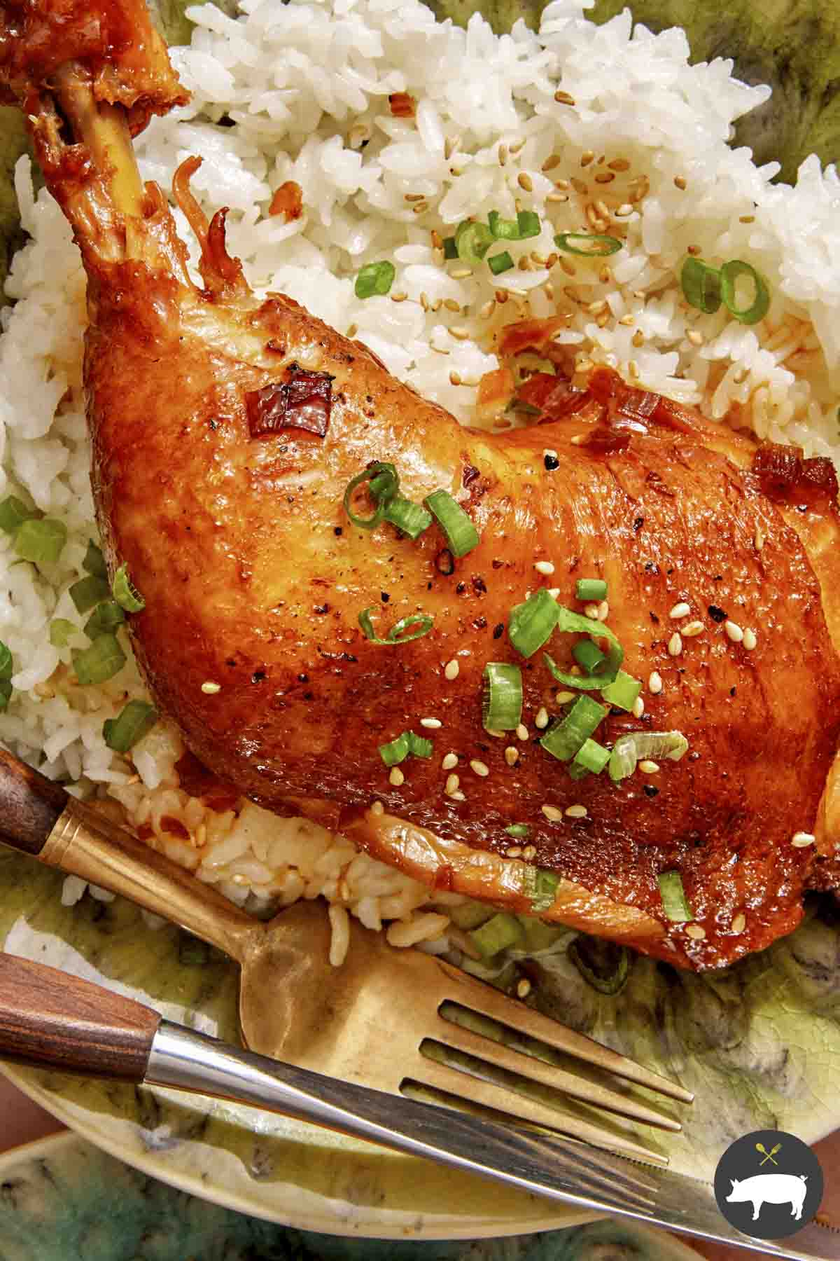 Garlic and Ginger Braised Chicken Spoon Fork Bacon