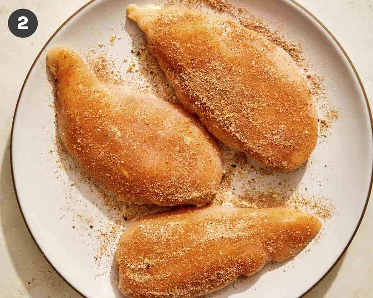 Air fryer chicken breast seasoned.