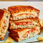 Air Fryer tuna melt recipe on a plate.