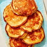 Buttermilk pancakes on a platter.