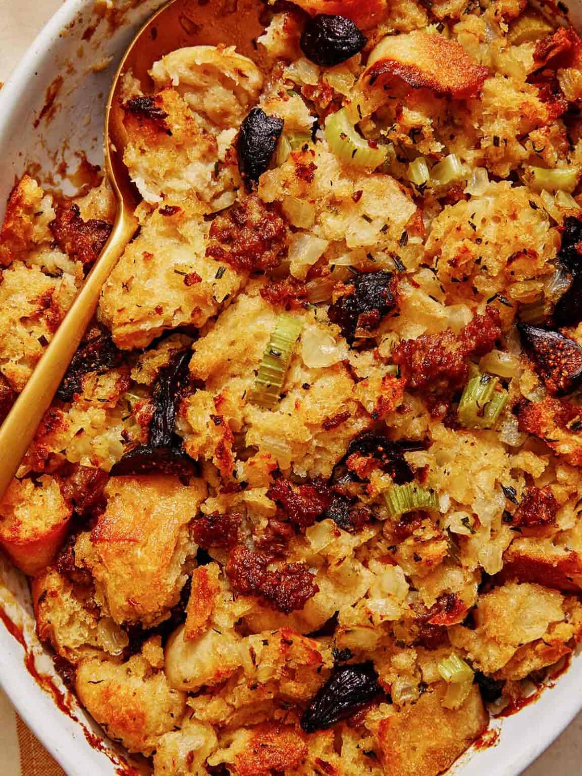 Sausage Stuffing Recipe (with Figs) Spoon Fork Bacon