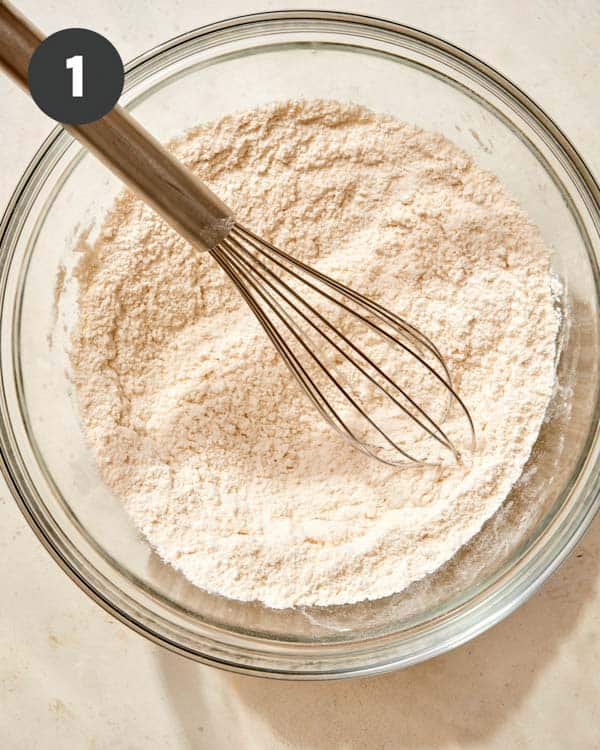 Dry ingredients for buttermilk pancakes whisked together. 