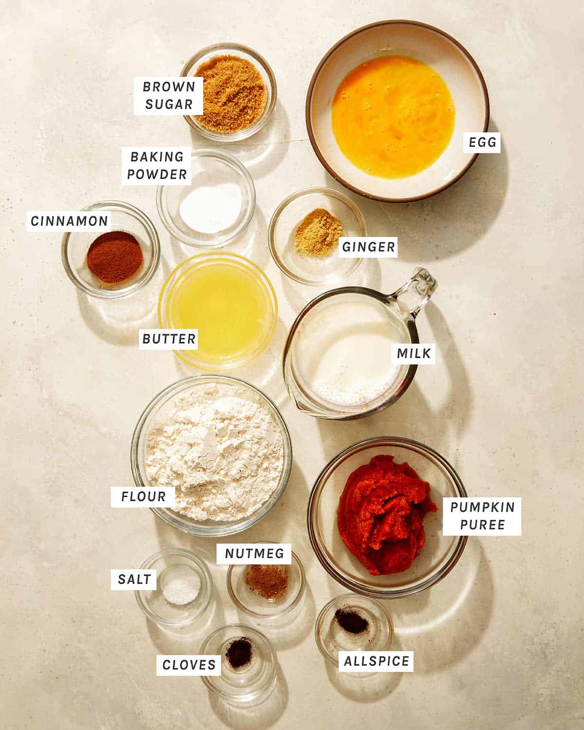 Ingredients to make pumpkin waffles.