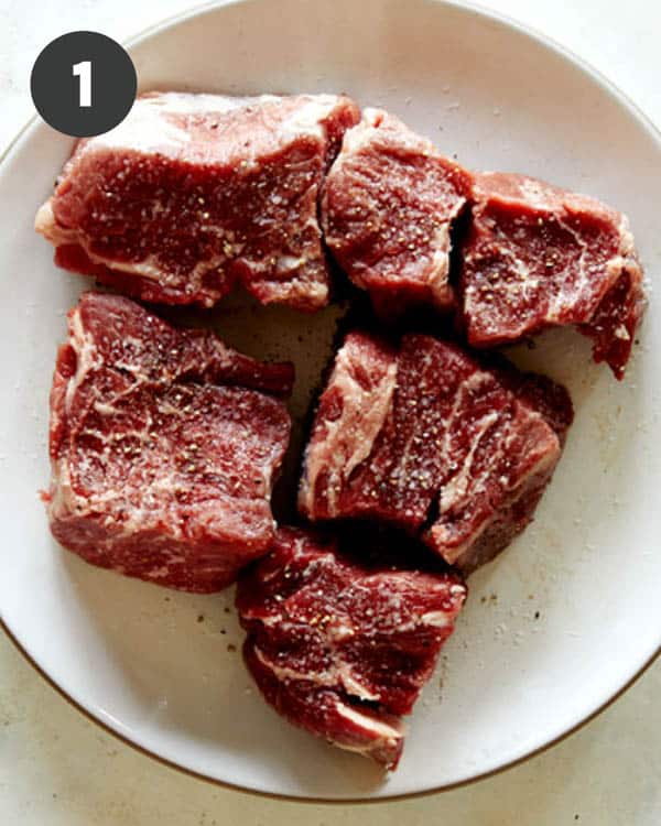 Seasoned chuck beef on a plate.