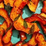 Roasted acorn squash recipe on a plate.