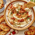 Whipped goat cheese with crudite on the side.