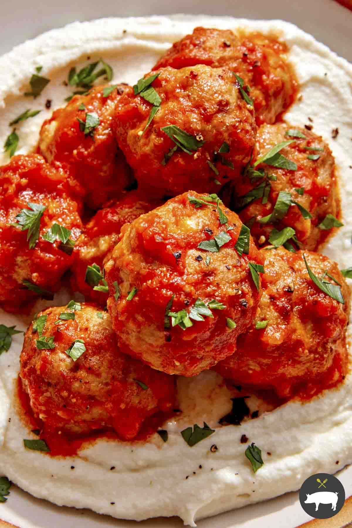 Air Fryer Turkey Meatballs Spoon Fork Bacon