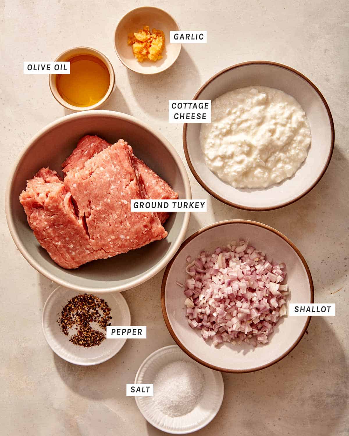 Ingredients to make turkey meatballs in an air fryer.